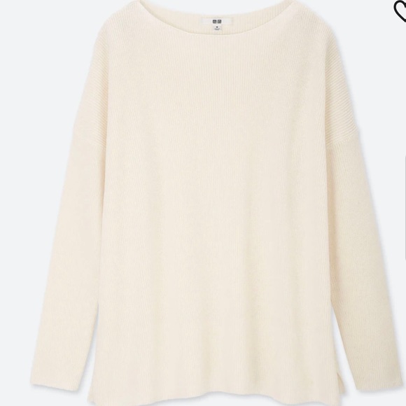 Uniqlo Cotton Cashmere Boxy Boat Neck Sweater - Picture 2 of 10